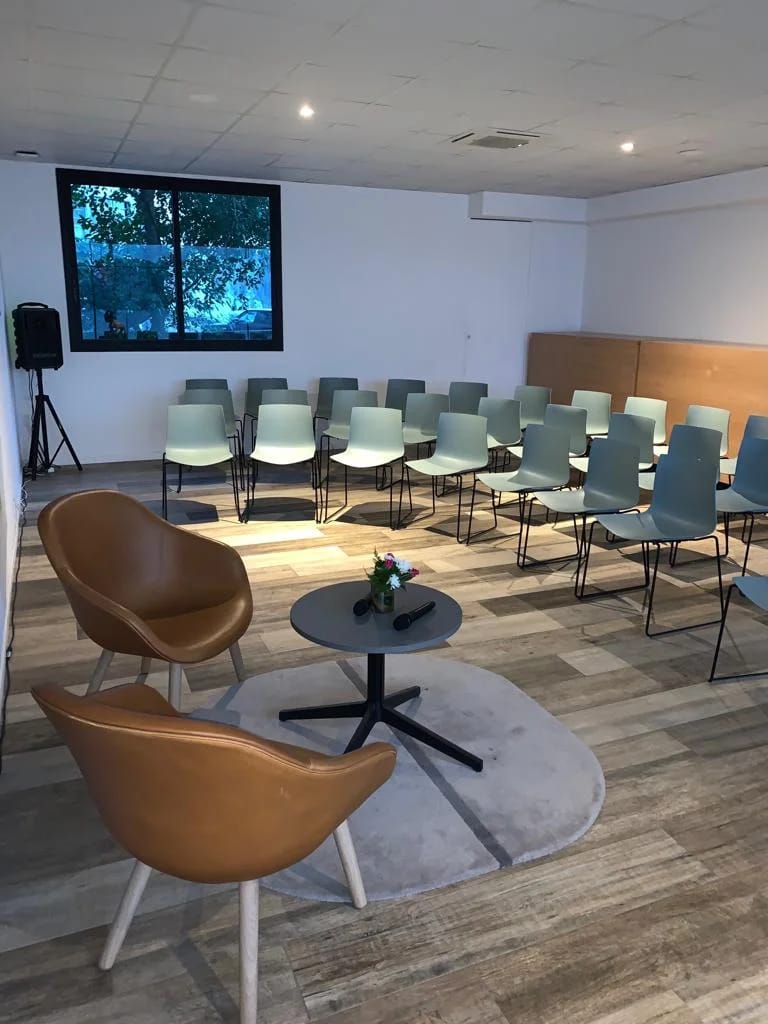 Royal Work Club auditorium set for an event
